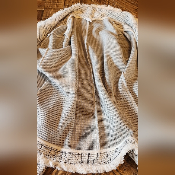 Club Monaco Tweed Flapper Jacket Blazer with Fringe Black and White Size xs - Picture 8 of 9